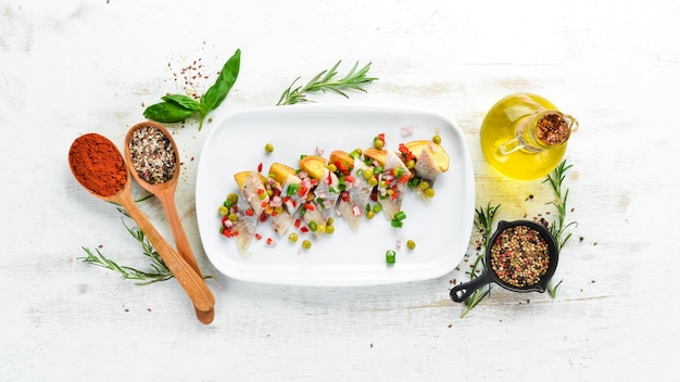 Fresh plated dish on table